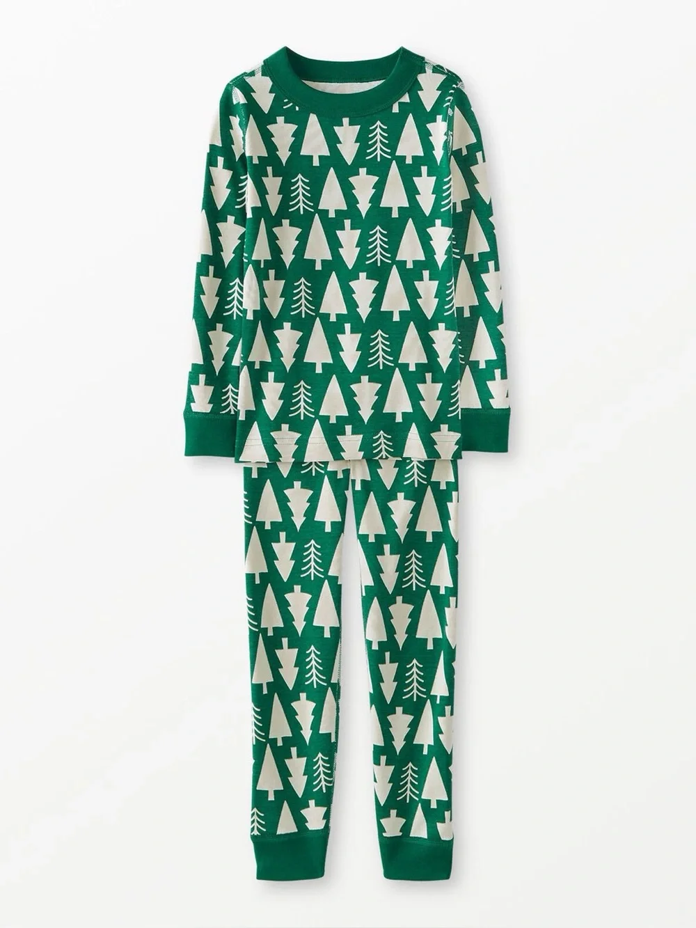 Hanna Andersson Holiday Christmas Tree Pajama Set in Winter Green